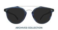 Havana Blue / Silver London Retro Keaton Round Glasses - Sun