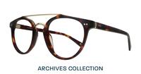 Havana / Shiny Gold London Retro Keaton Round Glasses - Angle