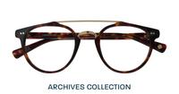 Havana / Shiny Gold London Retro Keaton Round Glasses - Flat-lay