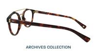 Havana / Shiny Gold London Retro Keaton Round Glasses - Side