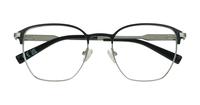 Matte Black / Shiny Silver London Retro Keith Square Glasses - Flat-lay