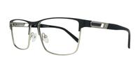 Matte Black / Shiny Silver London Retro Ken Rectangle Glasses - Angle