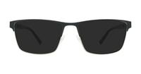 Matte Black / Shiny Silver London Retro Ken Rectangle Glasses - Sun