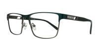 Matte Green / Shiny Silver London Retro Ken Rectangle Glasses - Angle