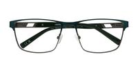 Matte Green / Shiny Silver London Retro Ken Rectangle Glasses - Flat-lay