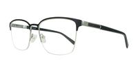 Matte Black / Shiny Silver London Retro Kevin Rectangle Glasses - Angle