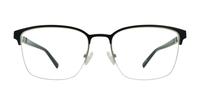 Matte Black / Shiny Silver London Retro Kevin Rectangle Glasses - Front