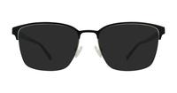 Matte Black / Shiny Silver London Retro Kevin Rectangle Glasses - Sun