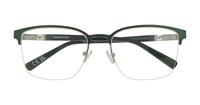 Matte Green / Shiny Silver London Retro Kevin Rectangle Glasses - Flat-lay