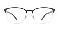 Matte Green / Shiny Silver London Retro Kevin Rectangle Glasses - Front