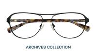 Satin Black / Havana London Retro Redford Aviator Glasses - Flat-lay