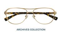 Satin Gold / Havana London Retro Redford Aviator Glasses - Flat-lay