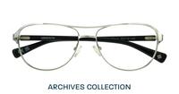 Shiny Silver / Black London Retro Redford Aviator Glasses - Flat-lay