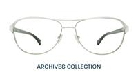 Shiny Silver / Black London Retro Redford Aviator Glasses - Front