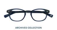 Translucent Dark Blue London Retro Walt Oval Glasses - Flat-lay