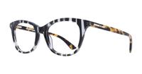 Shiny Striped Black/Crystal McQ MQ0169O Square Glasses - Angle