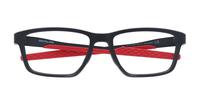 Satin Black/Red Oakley Metalink-55 Rectangle Glasses - Flat-lay
