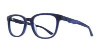 Blue / Blue Transparent Puma PU0342O Rectangle Glasses - Angle
