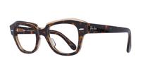 Havana Brown Ray-Ban RB5486 Rectangle Glasses - Angle