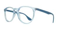 Transparent Light Blue Ray-Ban RB7046-51 Round Glasses - Angle