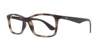 Matte Havana Ray-Ban RB7047-54 Rectangle Glasses - Angle