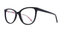 Shiny Black Flower Scout Darcey Cat-eye Glasses - Angle