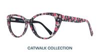 Shiny Black Flower Scout Frida Cat-eye Glasses - Angle