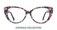 Shiny Black Flower Scout Frida Cat-eye Glasses - Front
