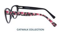 Shiny Black Flower Scout Frida Cat-eye Glasses - Side