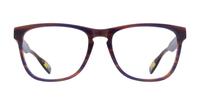 Dark Brown / Blue Horn Ted Baker Clayton Rectangle Glasses - Front