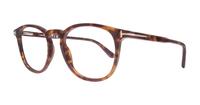 Dark Havana Tom Ford FT5401 Round Glasses - Angle