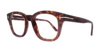 Dark Havana Tom Ford FT5542-B Rectangle Glasses - Angle