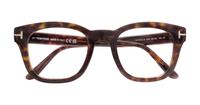 Dark Havana Tom Ford FT5542-B Rectangle Glasses - Flat-lay