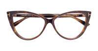 Dark Havana Tom Ford FT5843-B Cat-eye Glasses - Flat-lay