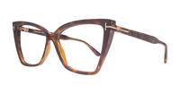 Dark Havana Tom Ford FT5844-B Cat-eye Glasses - Angle