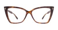 Dark Havana Tom Ford FT5844-B Cat-eye Glasses - Front